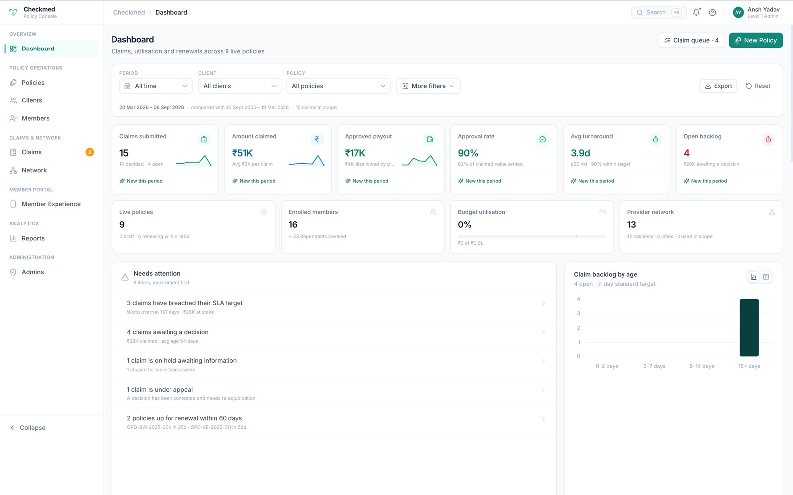 Policy Creator — desktop view